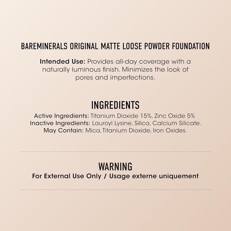bareMinerals Original Matte Loose Powder Foundation - SPF 15, Sheer-to-Full Coverage, Dermatologist-Tested for Sensitive Skin