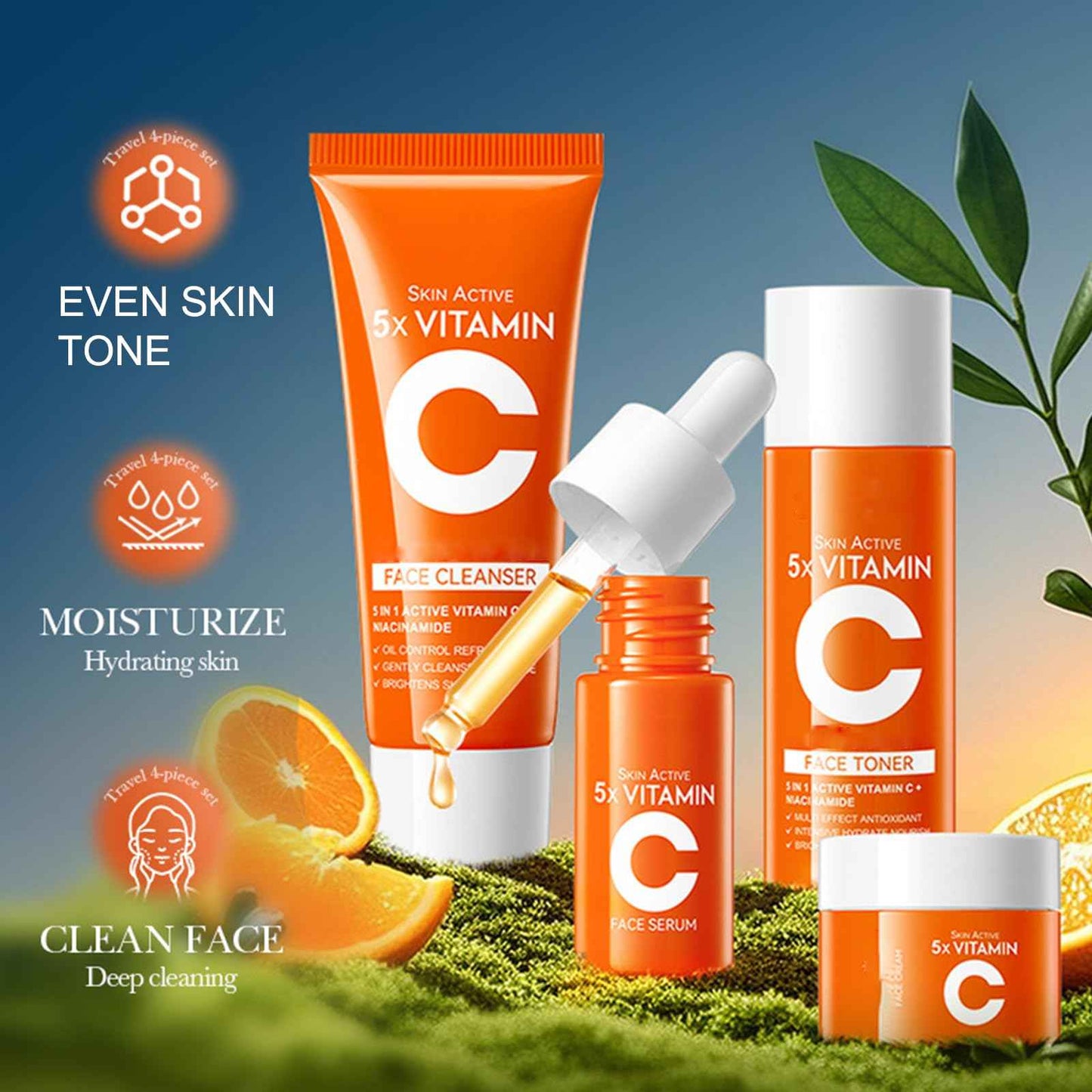 Vitamin C Skincare For Girls 10-12, Vitamin C Hydrating Set Skin Care For Teens 10-12, Kids Skin Care Set With Vitamin C Toner,Serum,Moisturiser,Cleanser, Kids Skin Care Set For Girls Ages 8-12
