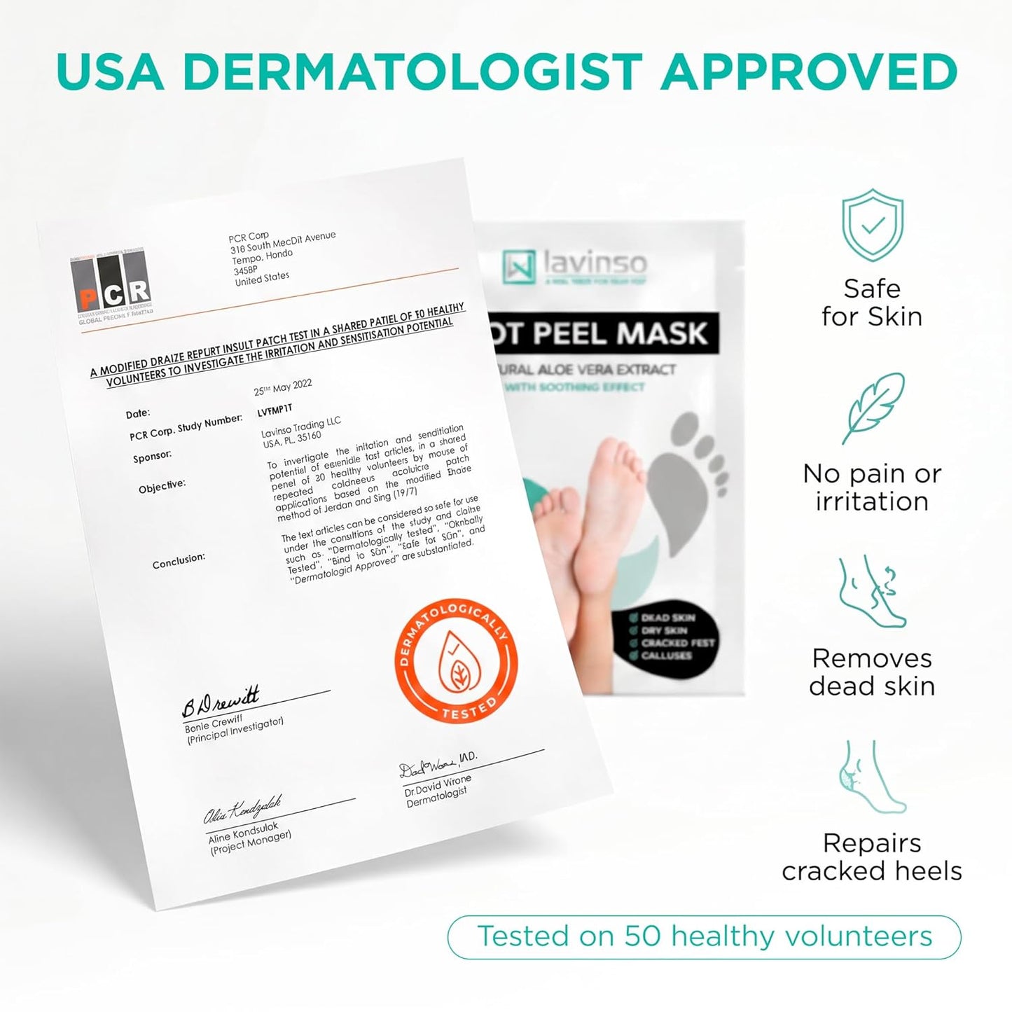 Lavinso Foot Peel Mask - Exfoliating Treatment for Dry, Cracked Feet | 2-Pack Peeling Mask for Soft, Smooth Skin