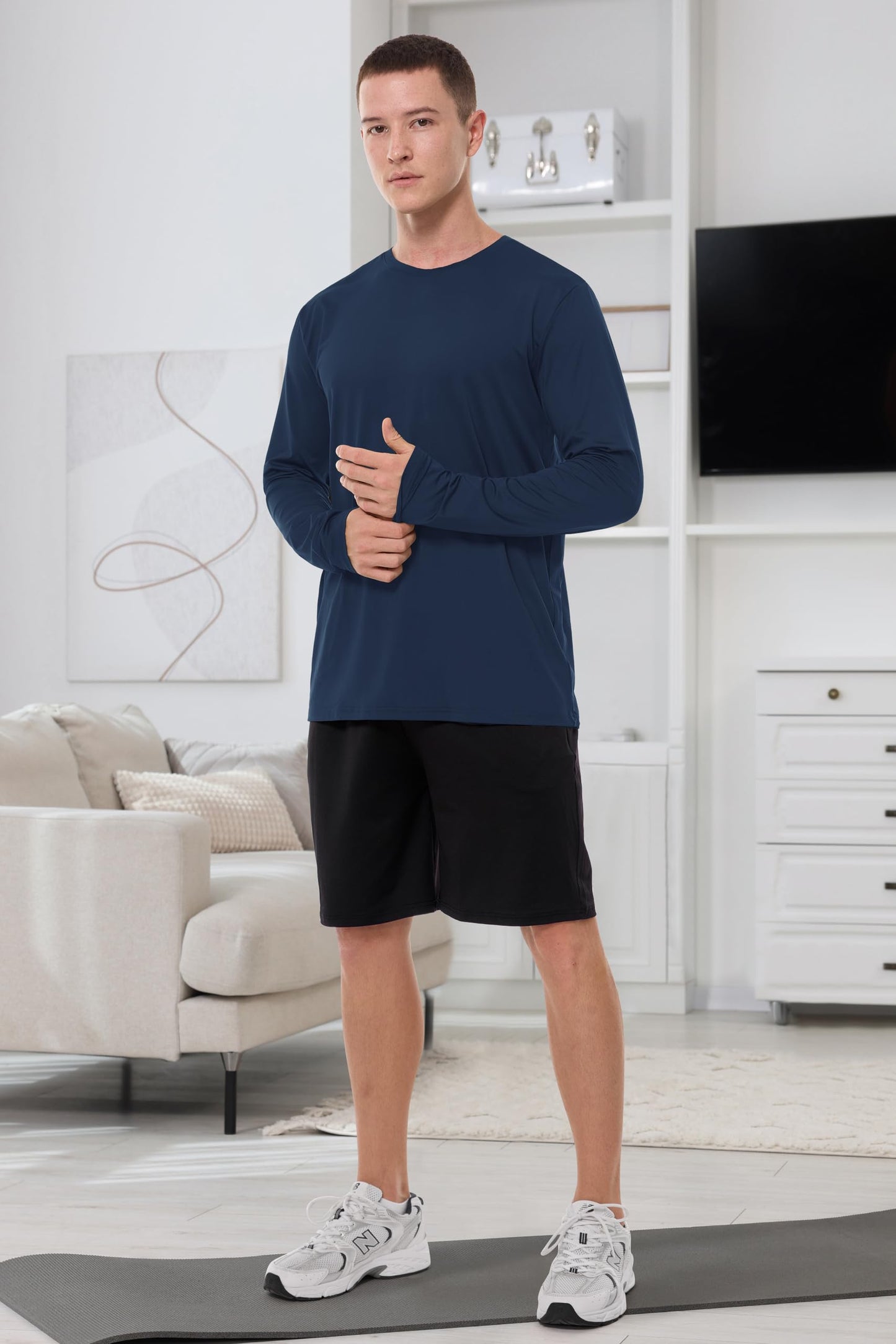 URATOT Long Sleeve Tee Shirts for Men Moisture Wicking Quick Dry Long Sleeve Sun Protection T-Shirts for Running Fishing (US, Alpha, XX-Large, Regular, Regular, 5, Black,White,Grey B,Red C,Navy)