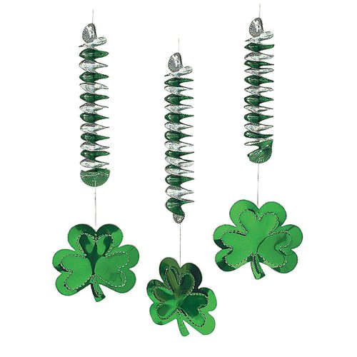 Shamrock Dangling Spirals (12pc) for St. Patrick's Day by Fun Express - Party Decor - Hanging Decor - Spirals & Swirls - 12 Pieces