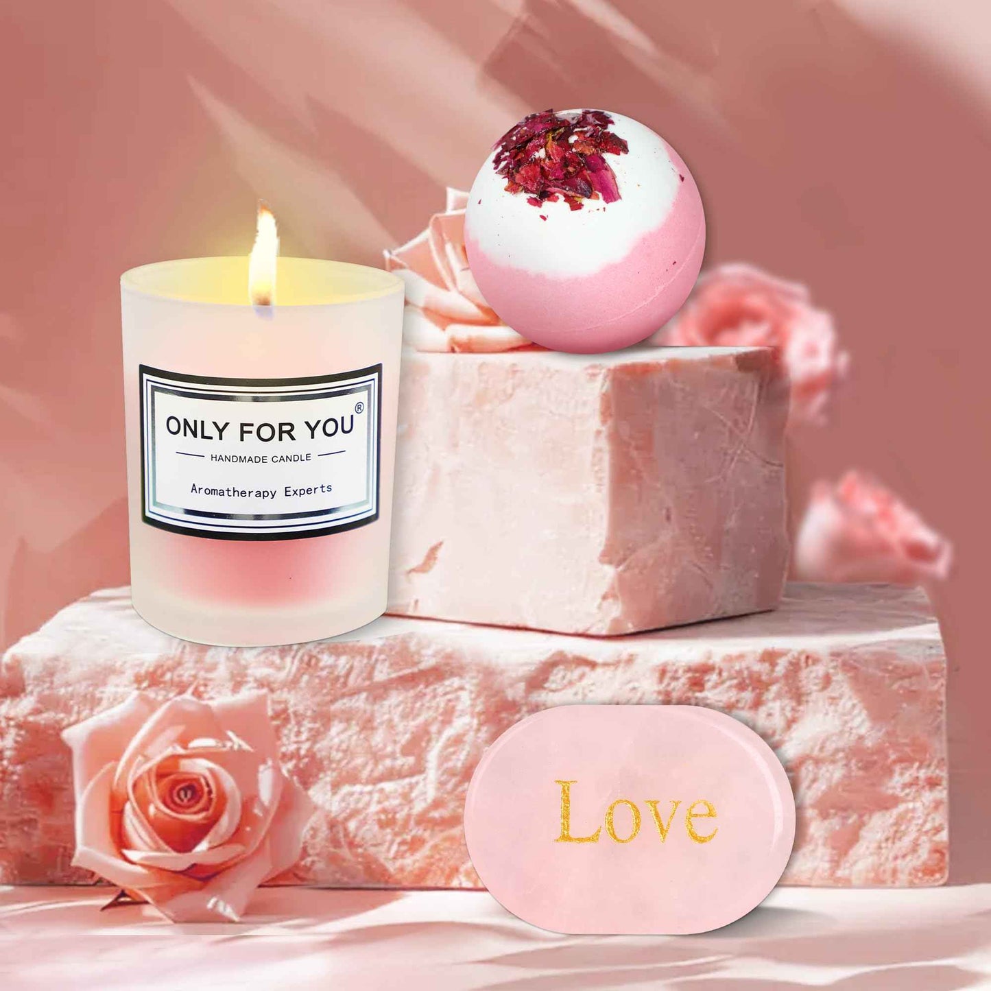 Gifts for Women, Mom, Wife, Girlfriend, Her, Sister, Grandma, Bestie - Happy Birthday, Christmas, Best Friendship Gifts, Unique Thank You Gifts - Rose Relaxing Spa Gift Self Care Gift Baskets Set