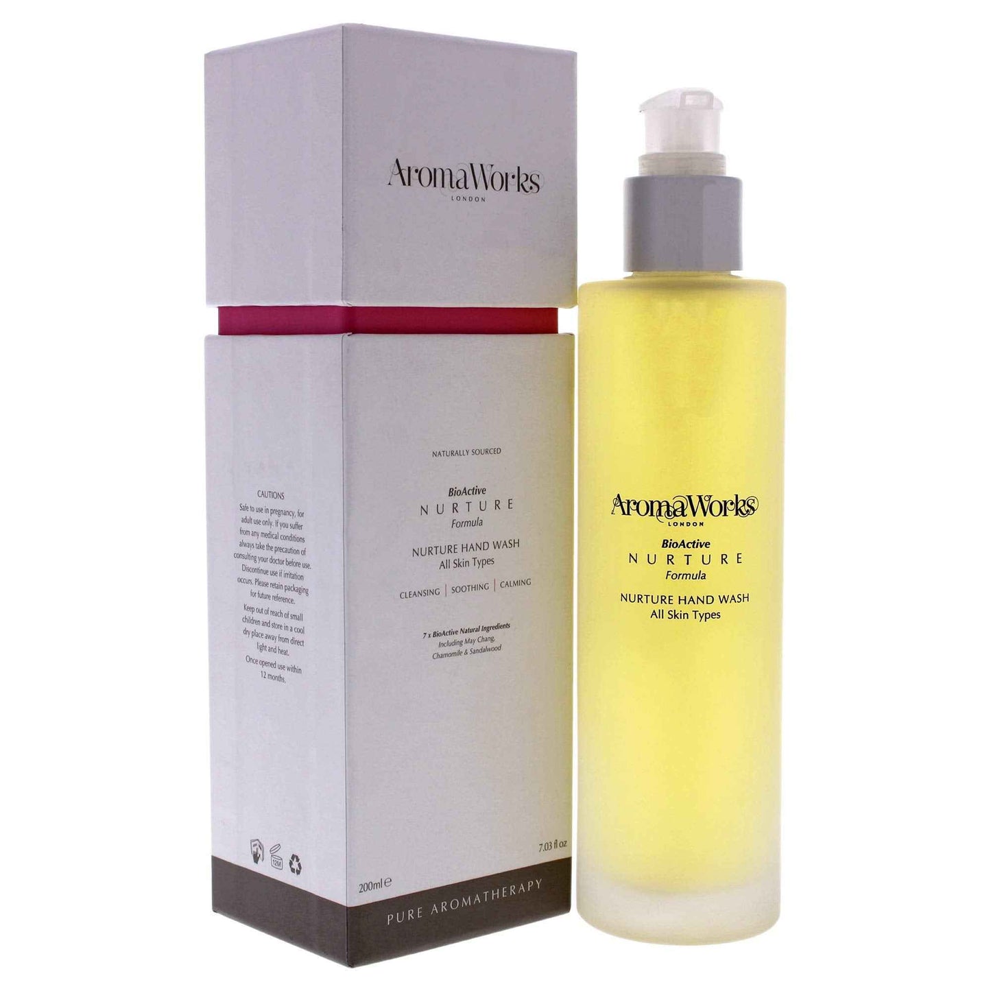Aromaworks Nurture Hand Wash - May Chang, Roman Chamomile And Sandalwood Aromas - Cleansing, Soothing And Calming - Natural, Vegan - 100% Pure Essential Oil - Cleanses Without Drying - 7.03 Oz