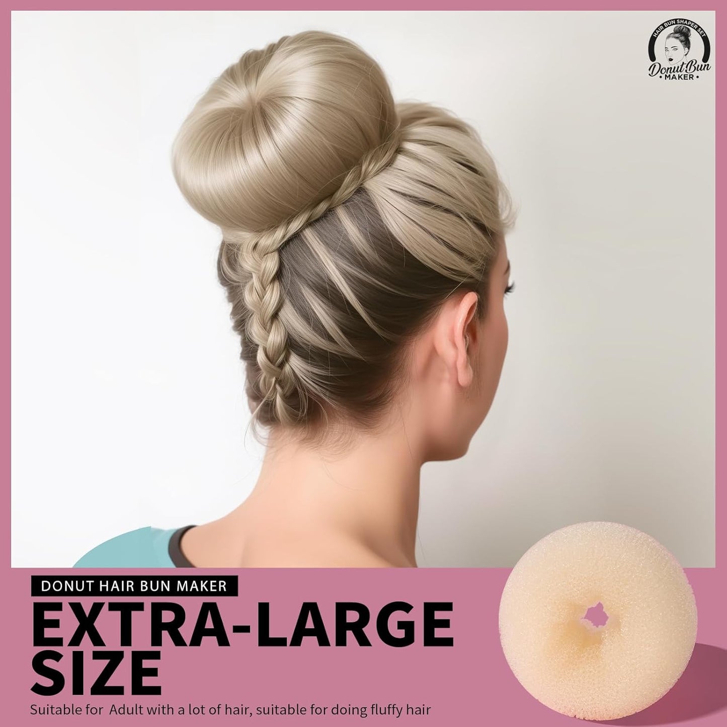 Teenitor Hair Donut, Hair Bun Maker, Black(Extra-large, Large, Medium and Small)