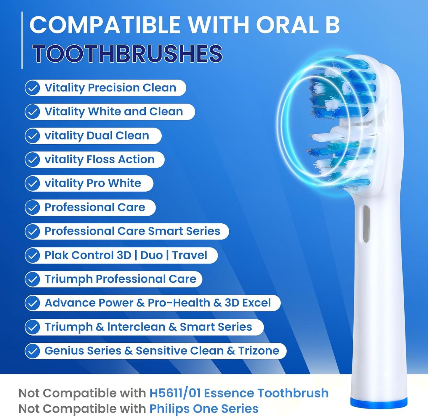 Replacement Brush Heads Compatible with Oral B- Double Clean Design, Double Clean Brush Heads, Compatible with Braun Oral-B Dual Clean Electric Toothbrush - Pack of 4