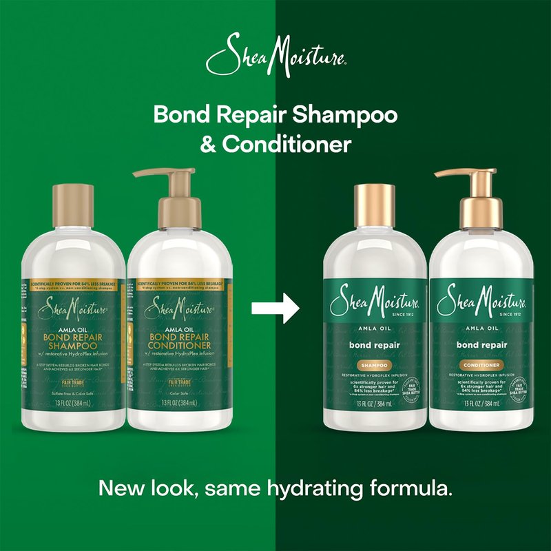 SheaMoisture Shampoo & Conditioner, Amla Oil, Bond Repair Hair Treatment for Dry, Damaged Hair, Anti-Frizz Products for Curly Hair, 13 Oz Ea