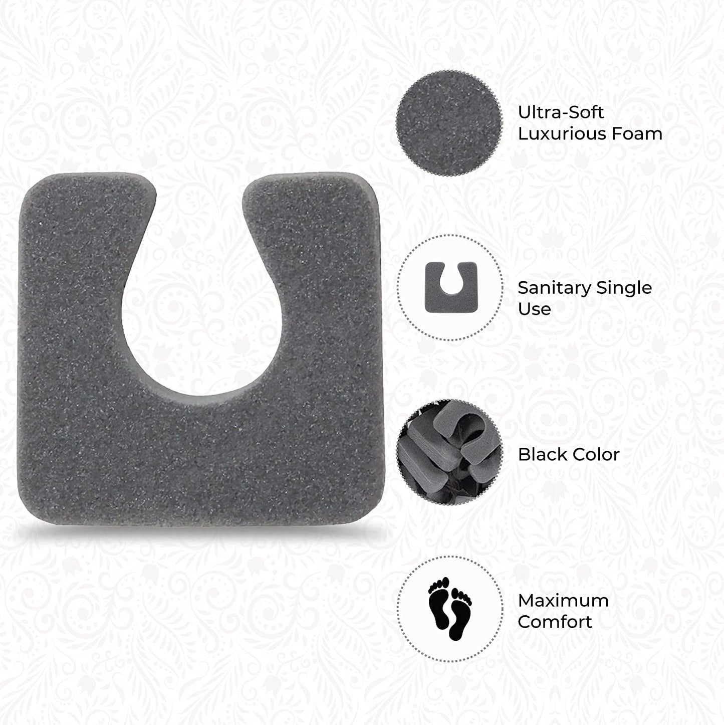 ForPro Sole Toe Separators - Black Luxurious Foam Separators - Individual Toe Separators for Pedicures – 144-Count