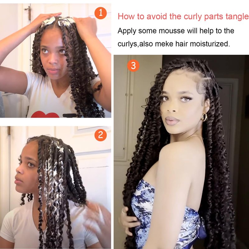 Boho Style Passion Twist Hair 22inch Long Pre-Twisted Crochet Goddess Passion Twist Hair 8Pack Pre Looped Curly Crochet Hair Bohemian Ombre Brown Blonde New Passion Twist Crochet Hair for WomenT27/613