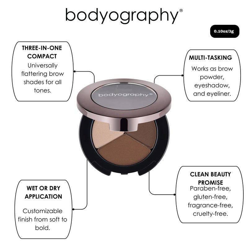 Eyebrow Powder Trio – 3-Shade Brow Palette for Defining, Filling & Shaping Brows | Blendable, Long-Lasting Brow Powder Kit for Natural to Bold Looks