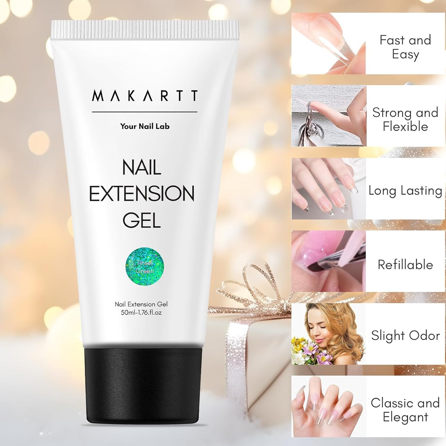 Makartt Poly Nail Gel: Clear 50ML Gel Builder for Natural-Looking Strengthener 3D Molding Gel for Trendy Nail Art-Long-Lasting and Easy to Use Supplies