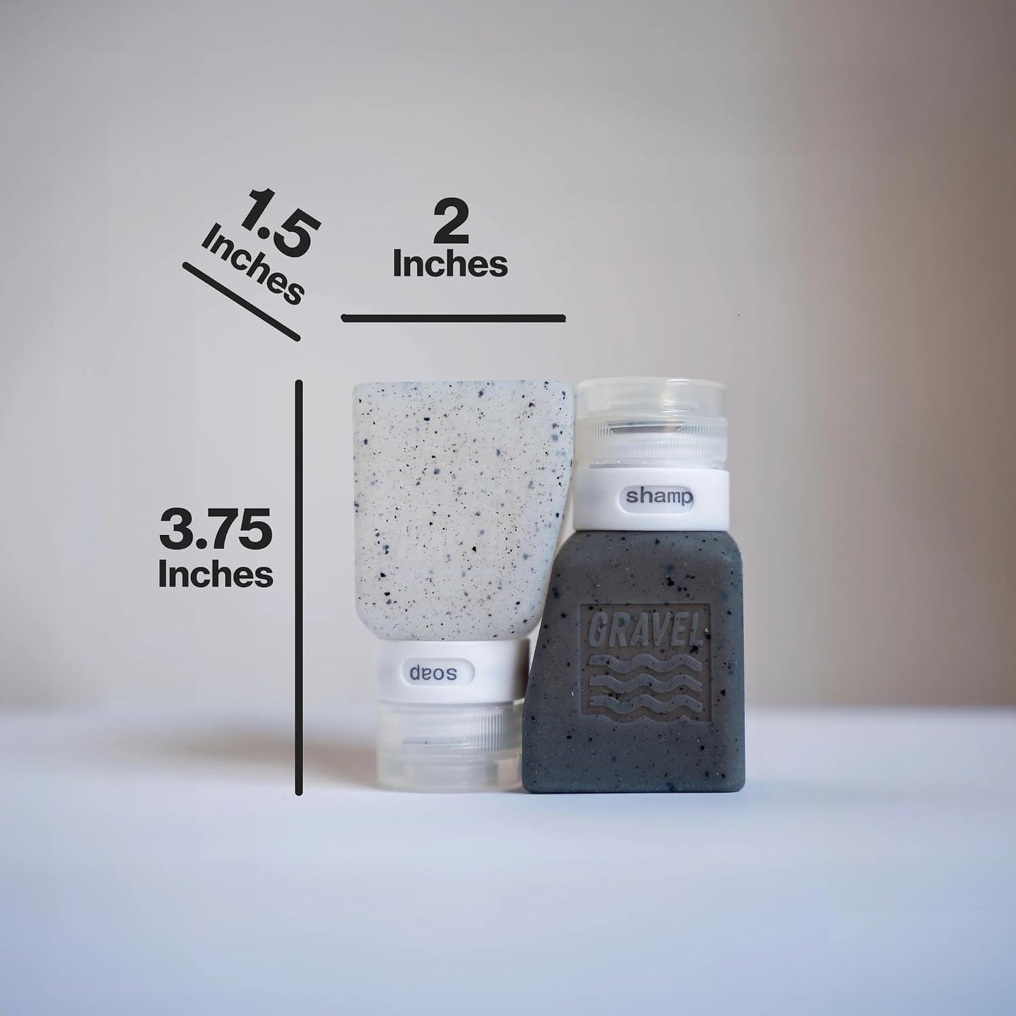 Silicone Travel Bottles for Toiletries - Leakproof, BPA-Free 3oz (2-Pack) | TSA Approved, Clear & Gray