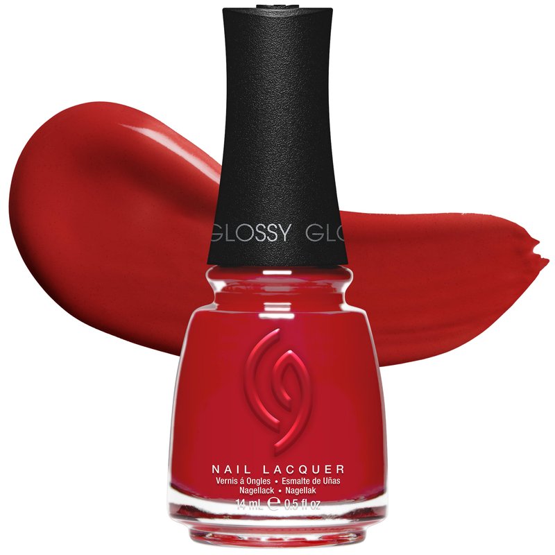 China Glaze CG Nail Lacquer Cozy Crimson – Cherry Red Nail Polish Quick Dry, Chip Resistant Glossy Finish for Salon & DIY Manicure, 0.5 fl oz