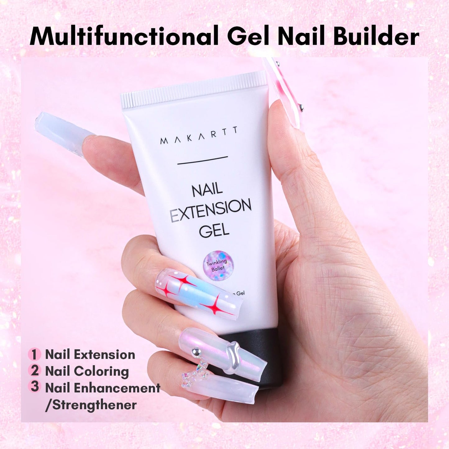 Makartt Poly Nail Gel: Clear 50ML Gel Builder for Natural-Looking Strengthener 3D Molding Gel for Trendy Nail Art-Long-Lasting and Easy to Use Supplies