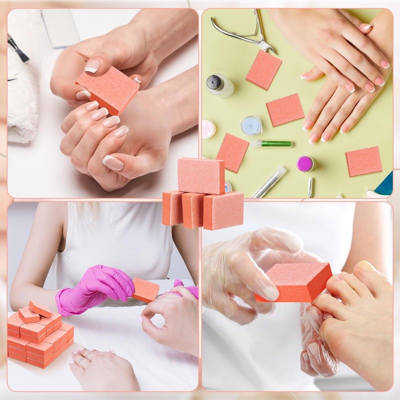 Gisafai 600 Pieces Bulk Mini Nail Buffer Blocks 80/100 Grit Orange 2 Sided Professional Salon Nail File Prior to Application of Polish Buffers for Acrylic Nails