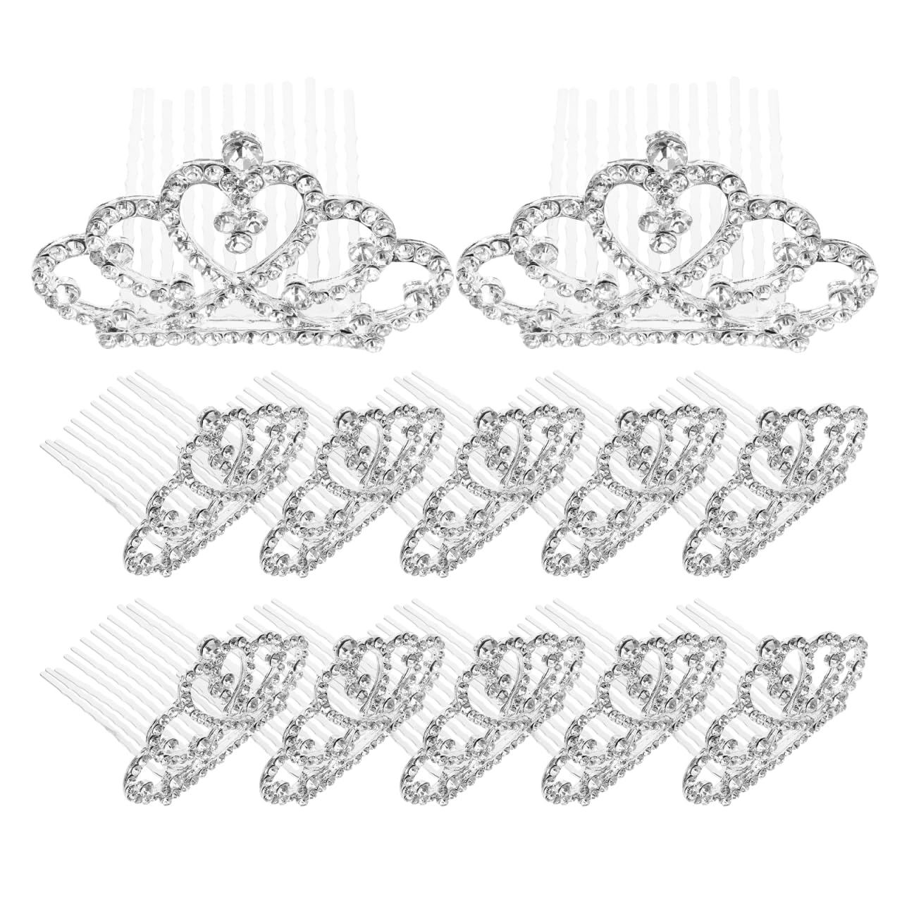 12Pcs Rhinestone Mini Crown Hair Combs | Princess Tiaras for Girls, Wedding & Birthday Party Accessories