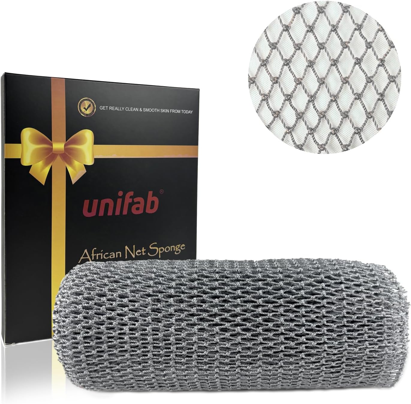Unifab African Net Sponge Authentic Real African Exfoliating Net Bath Sponge Wash Cloth Exfoliating Washcloth African Net Cloth Body Scrubber for Shower Pink