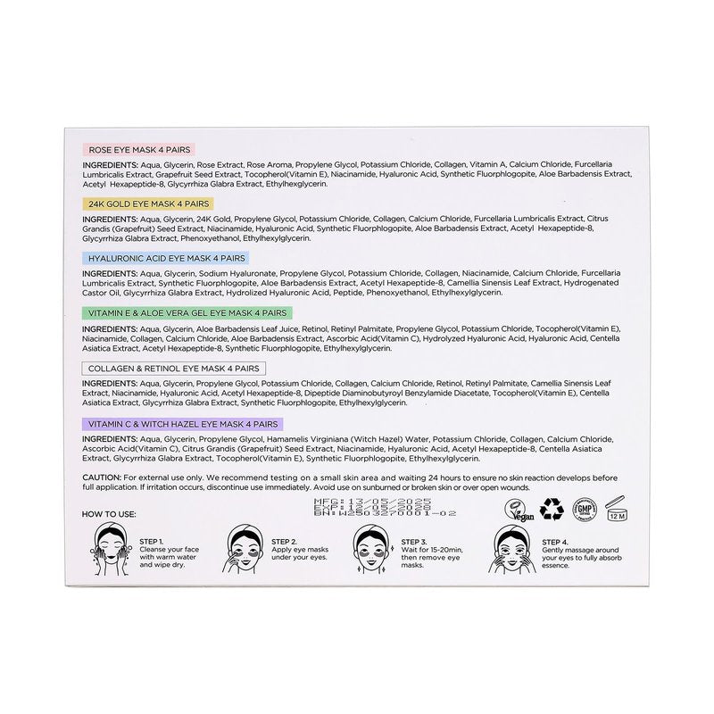PEAUAMIE Under Eye Patches with Collagen and Hyaluronic Acid Eye Mask for Wrinkle,Dark Circles,Face Mask Skin Care Products 24 Pairs