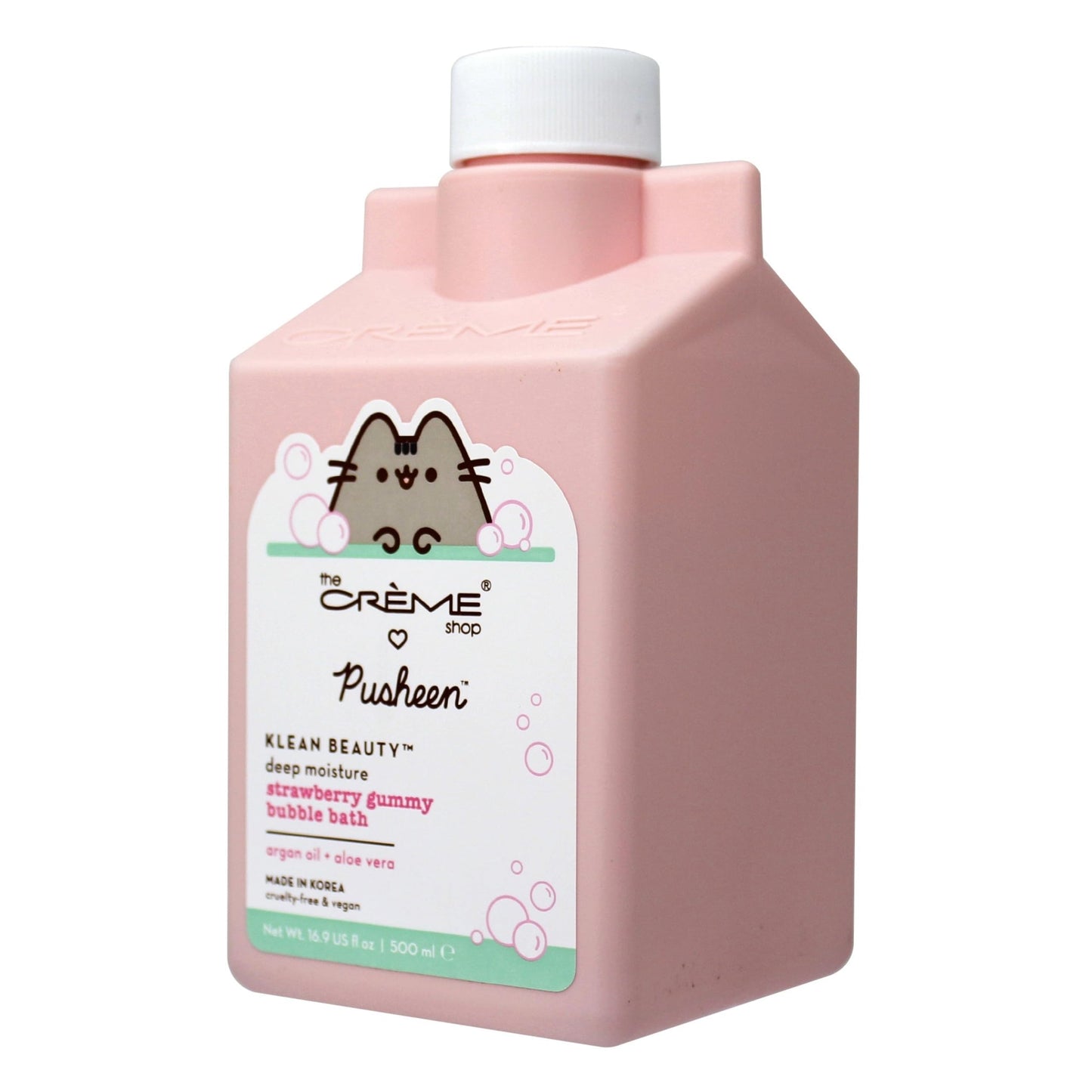 THE CRÈME SHOP X Pusheen X KLEAN Beauty Deep Moisture Bubble Bath Strawberry Gummy with Argan Oil and Aloe Vera for Hydrated Soft Skin