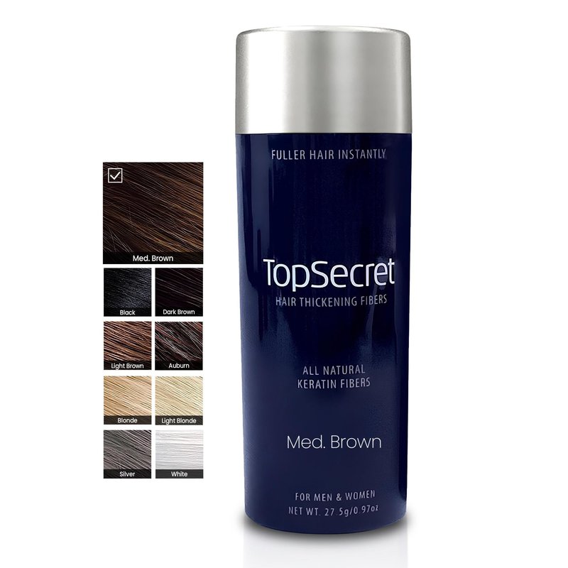 Top Secret Hair Thickening Building Fibers Refills - Undetectable & Natural Hair Filler - for Men & Women - Instantly Fill In Fine Thinning Hair - Weather & Sweat Resistant (Medium Brown, Large)