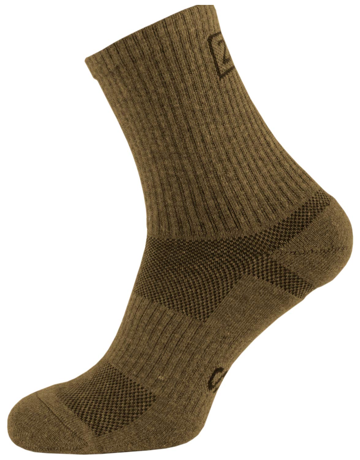 281Z Military Cotton Micro Crew Boot Socks - Cushioned Sole - Moisture Wicking - Odor Resistant - Hiking Trekking Outdoor (Coyote Brown Large 4 Pairs Pack)