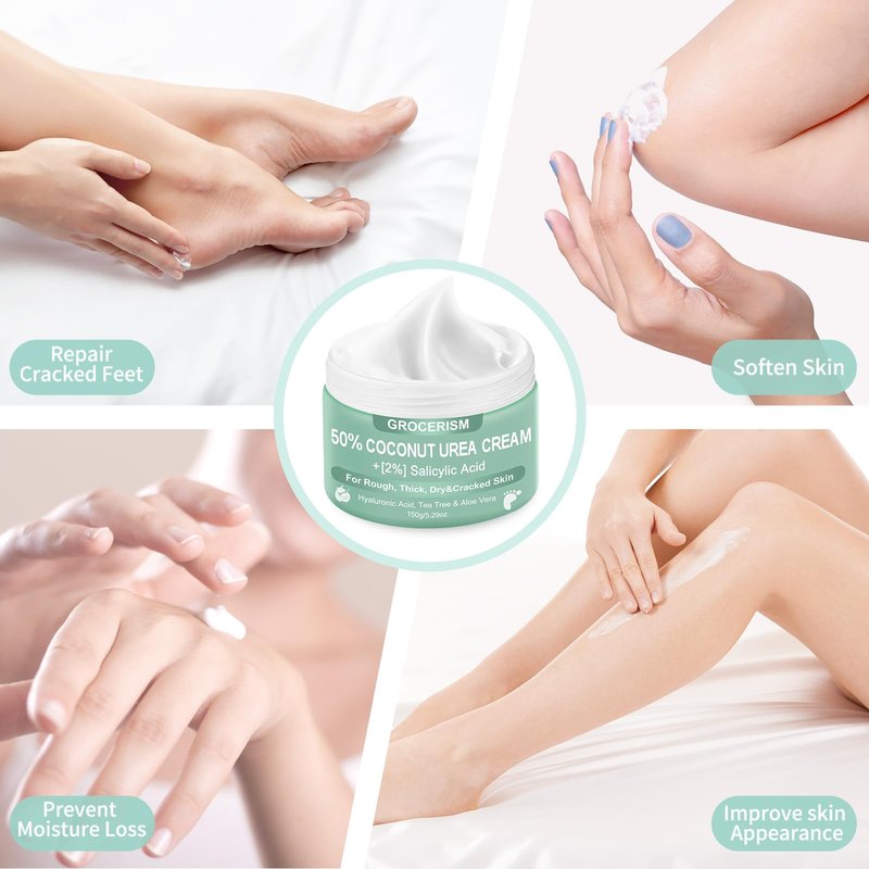 Urea Cream 50 Percent for Feet with Coconut 5.29 oz || Foot & Hand Cream Maximum Strength with 2% Salicylic Acid, Tea Tree and Aloe Vera for Deep Moisturizing and Callus Removing (Classic Formula)