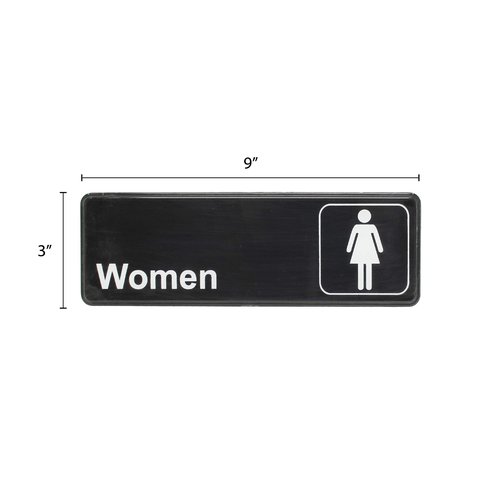 Thunder Group PLIS9314BK "Women" Information Sign with Symbols, 9 by 3-Inch