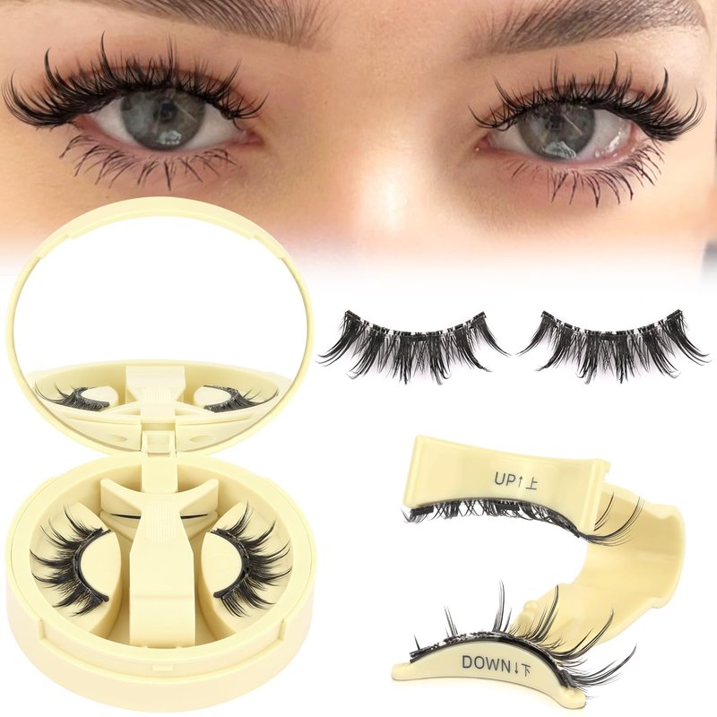 Ahrikiss Magnetic Eyelashes 1 Pair Reusable Magnetic Lashes with Applicator Manga Lashes Natural Look No Glue Needed Lash Kit Wispy Anime False Eyelashes with Magnets (M01)