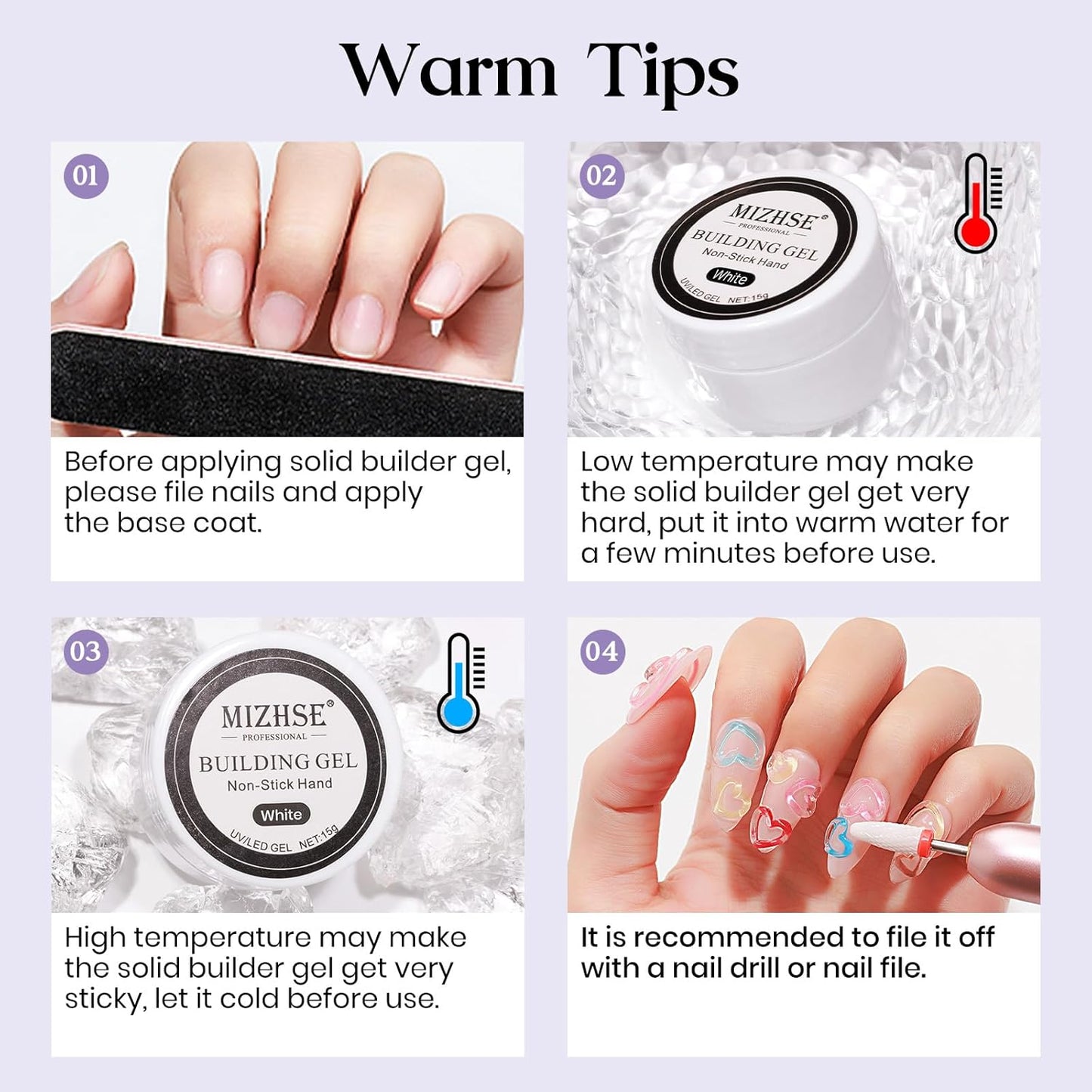 MIZHSE Solid Builder Gel for Nails, Clear Non-Sticky Sculpting Gel, 3D Nail Art Carving Building Modeling Hard Nail Extension Soak Off UV/LED Nail Art Salon Home DIY 15g