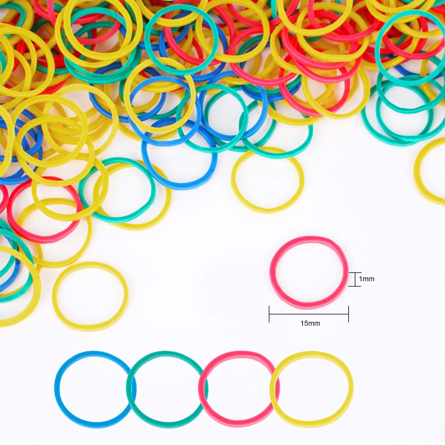 HOYOLS 3/4” Inches Black Hair Rubber Bands for Hair Ties Small Mini Elastics Bands Large Braiding Ponytail Holders for Baby Toddler Girls Kids No Damage 600pcs (M) Latex-Free
