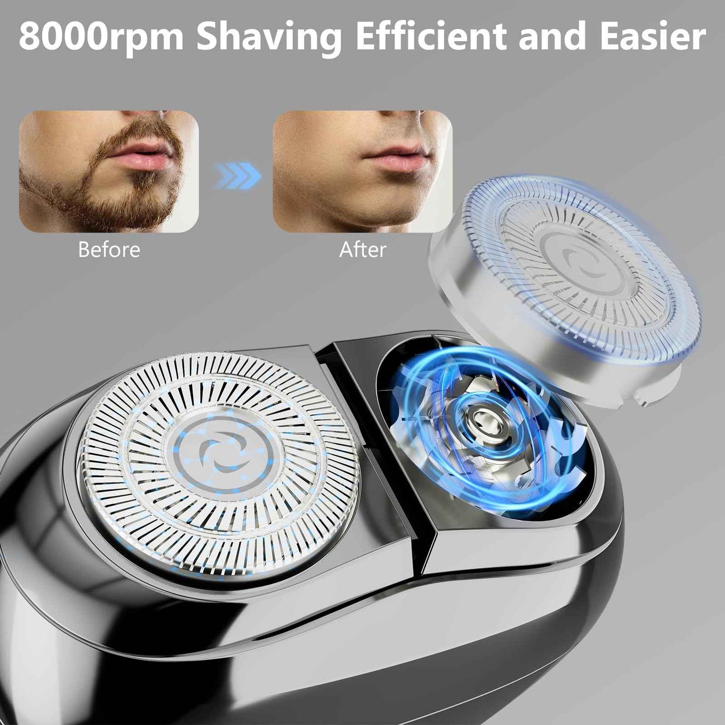 RUIM 3D Rotary Electric Shaver for Men, Waterproof Magnetic Shaving with Type-C Fast Charge, LCD Display, Travel Case - Ideal Gift for Dad, Men with Sensitive Skin