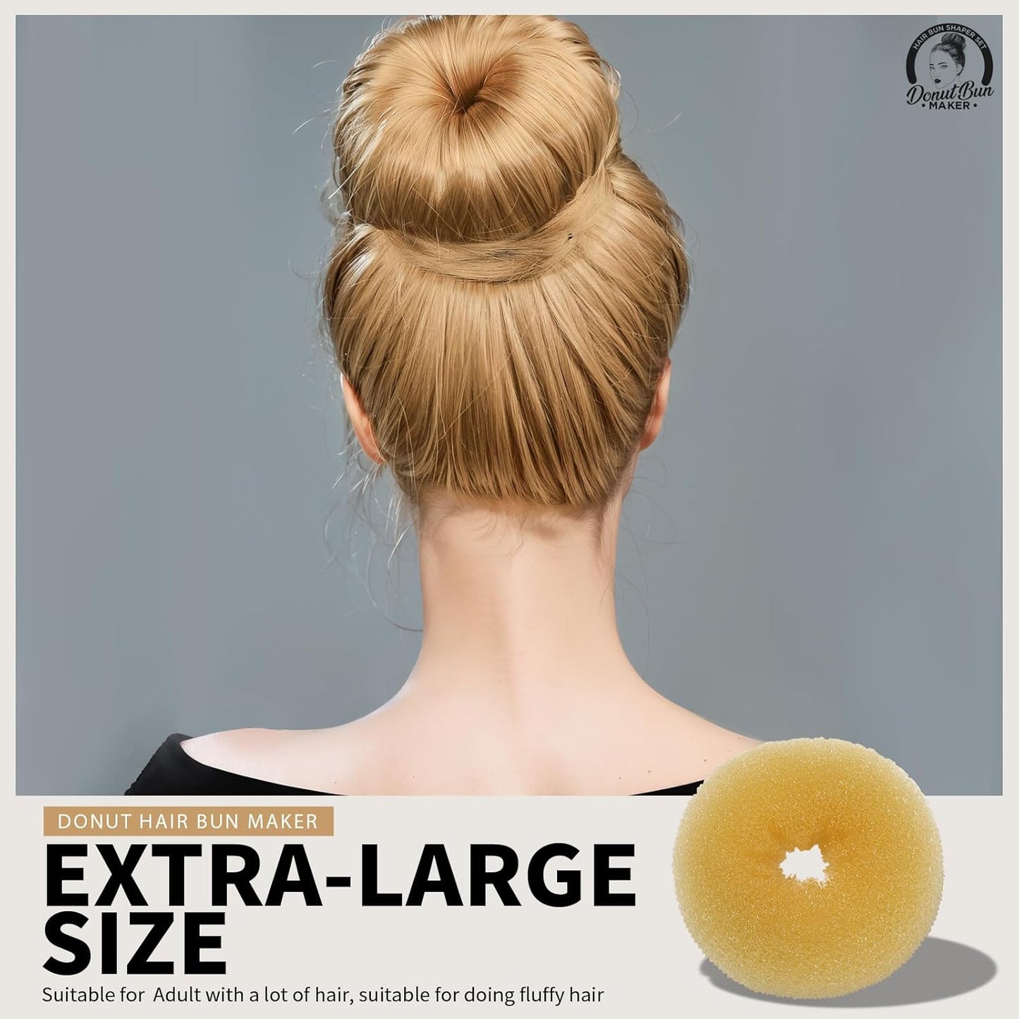 Teenitor Hair Donut, Hair Bun Maker, Black(Extra-large, Large, Medium and Small)