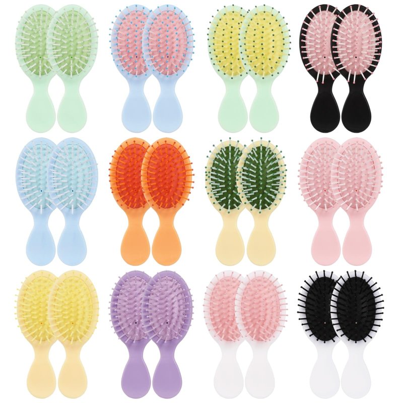 24 PCS Mini Wet Hair Brush Bulk, Mini Travel Brushes, Detangling Comb Brushes with Soft Bristles for Wet and Dry Hair, Smoothing Knots with Ease for Most Hair Types