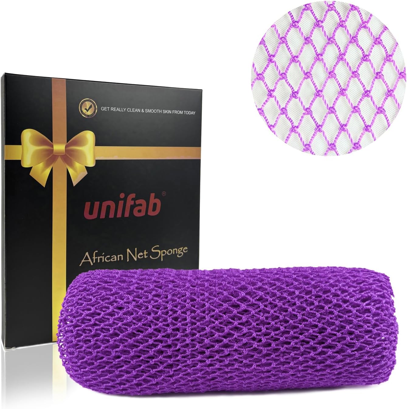 Unifab African Net Sponge Authentic Real African Exfoliating Net Bath Sponge Wash Cloth Exfoliating Washcloth African Net Cloth Body Scrubber for Shower Pink