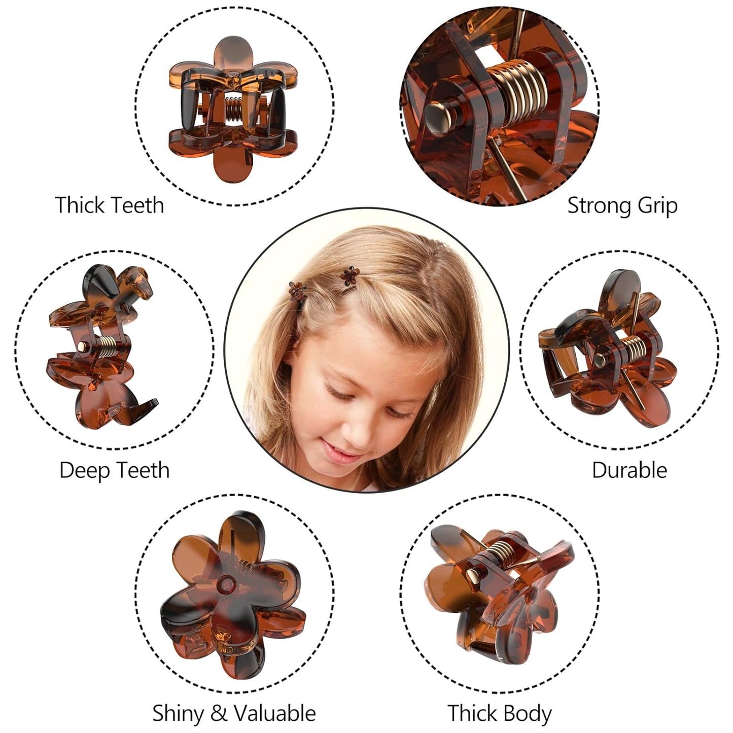 Mini Hair Clips Pack of 100 - Colorful Tiny Flower Hair Clips for Baby Toddler Girls Women, Strong Grip for Fine Hair Bangs