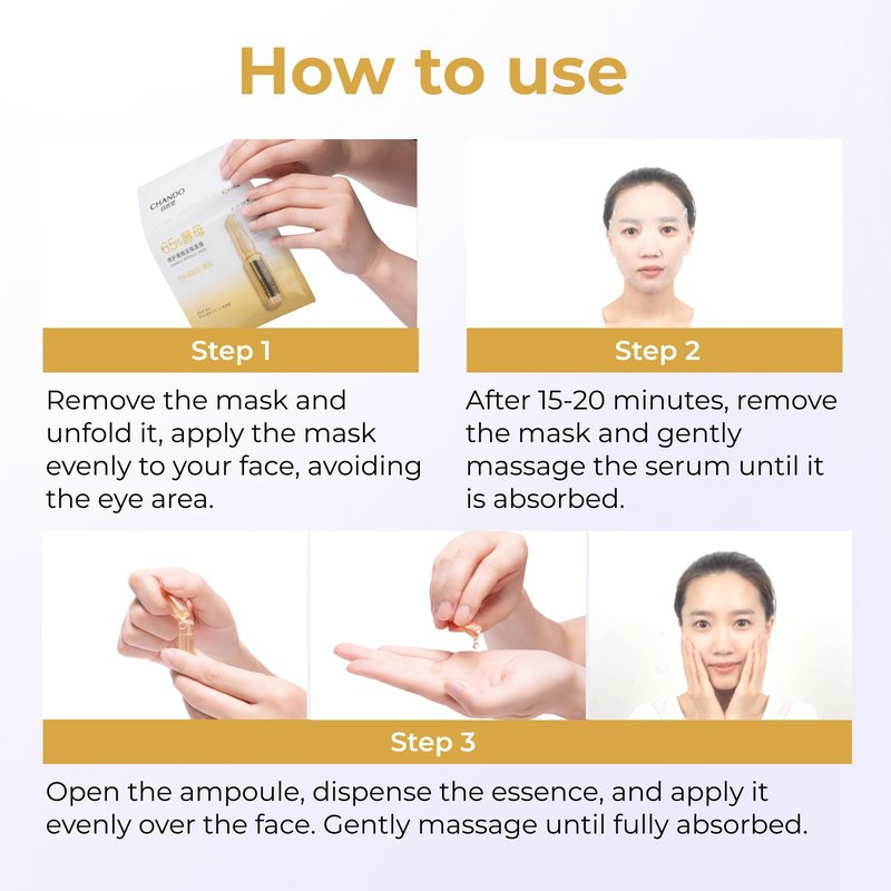 CHANDO HIMALAYA 2-Step Niacinamide Brightening Ampoule Mask (1.5ml+33mlx5 PCS) - Hydrating Mask with Niacinamide, Himalayan Barley Beta-Glucan & Glacier Water for Spot Reduction