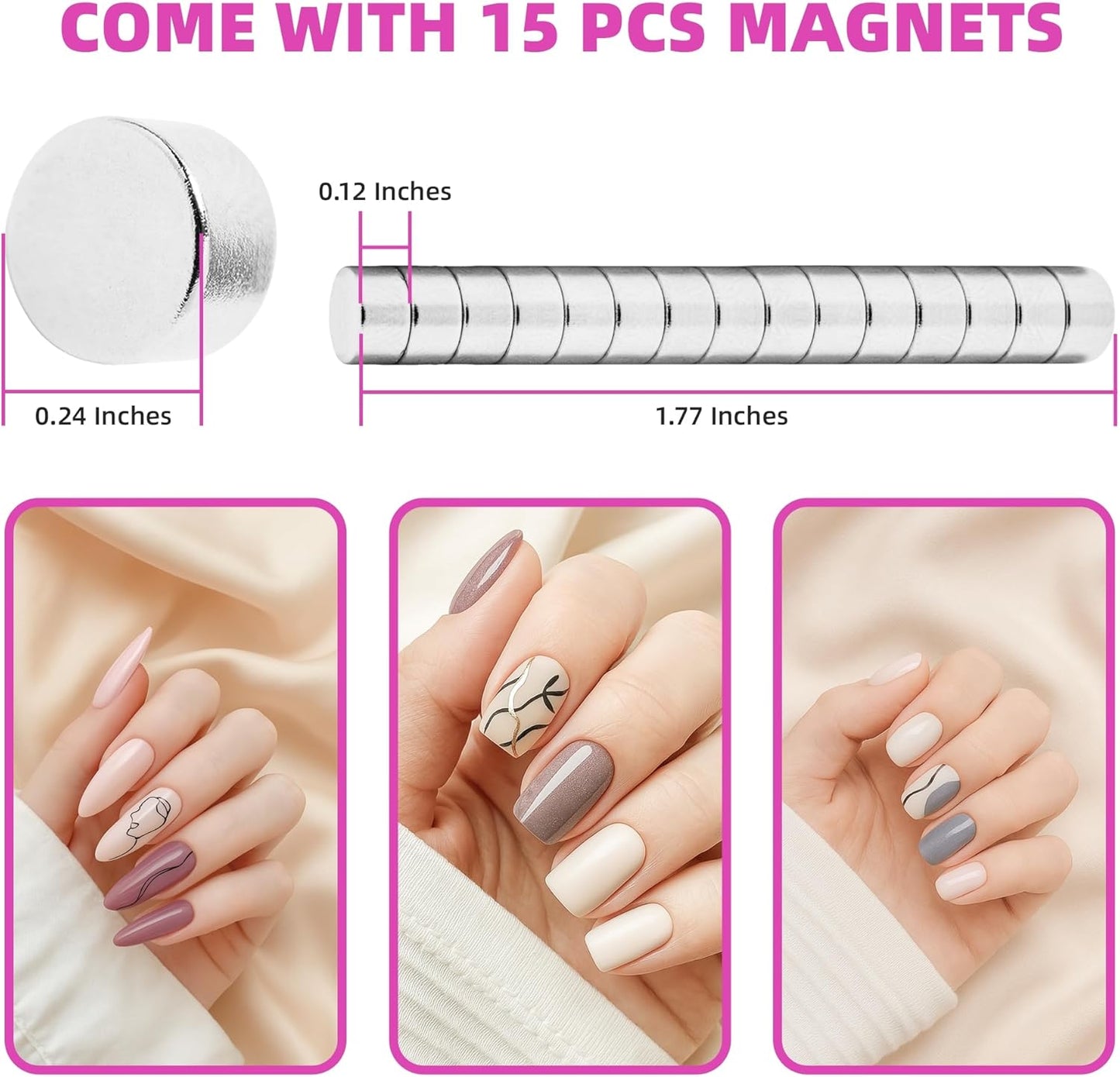 Yaya Acrylic False Nail Clippers with Magnets,Nail Cutters for Nail Tips,Nail Tip Cutter with Length Measurement, Acrylic Nail Cutter with Sizer Magnets, Manicure Tool for Salon Home Nail Art.
