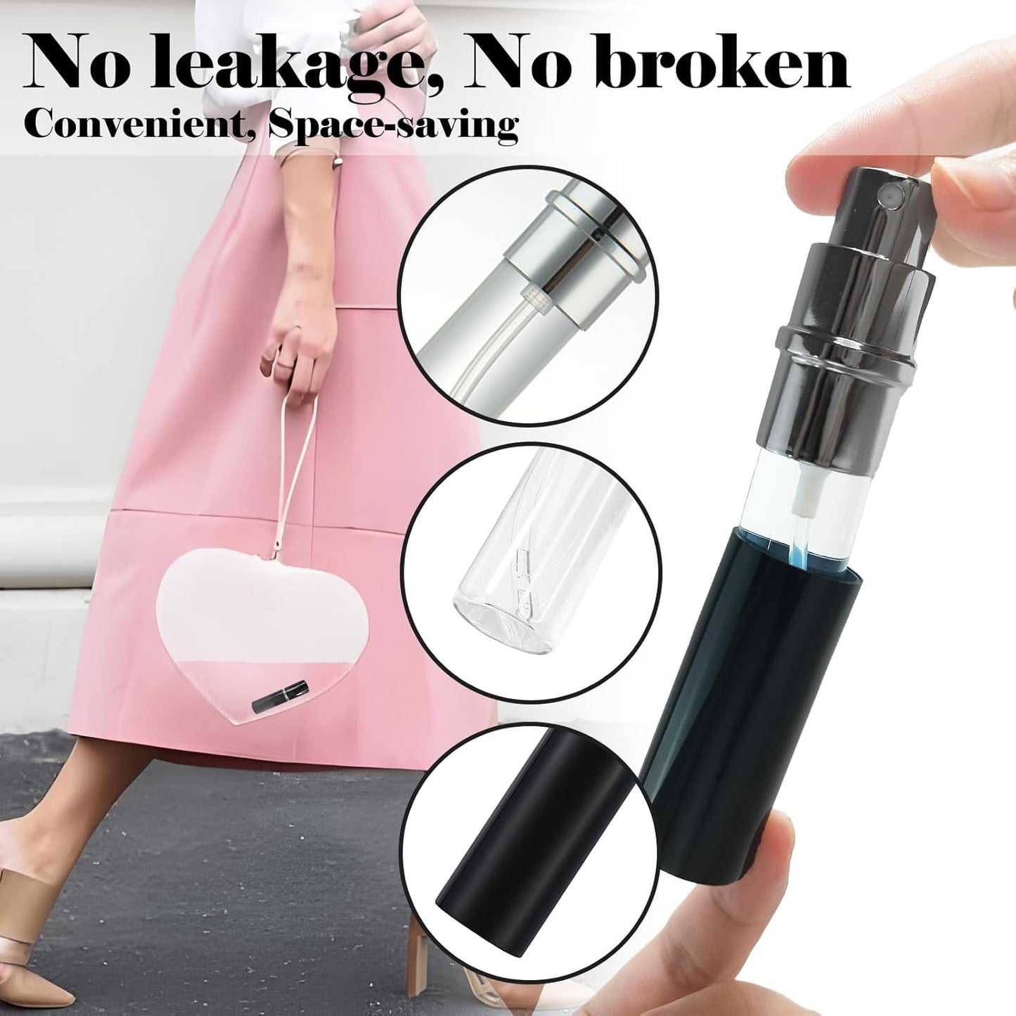 4pcs Mini Perfume Travel Bottle, Perfume Atomiser Refillable, 5ML Spray Bottles, Portable for Travel Holiday, Outdoor Activities and Business