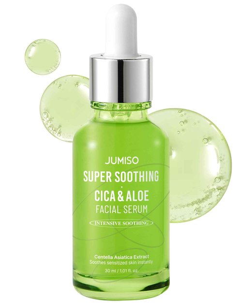 JUMISO Super Soothing Cica & Aloe Facial Serum, Moisturizing, Calming & Revitalizing, Korean Skincare, Vegan Cica Serum, Aloe Serum, 1.01 fl.oz
