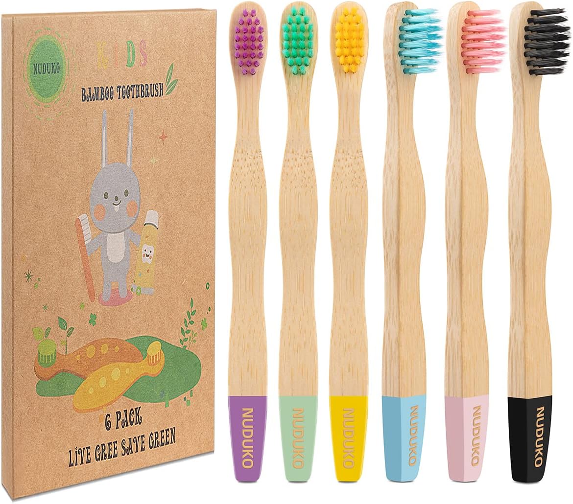 Biodegradable Bamboo Toothbrushes, 10 Piece BPA Free Soft Bristles Toothbrushes, Natural, Eco-Friendly, Green and Compostable
