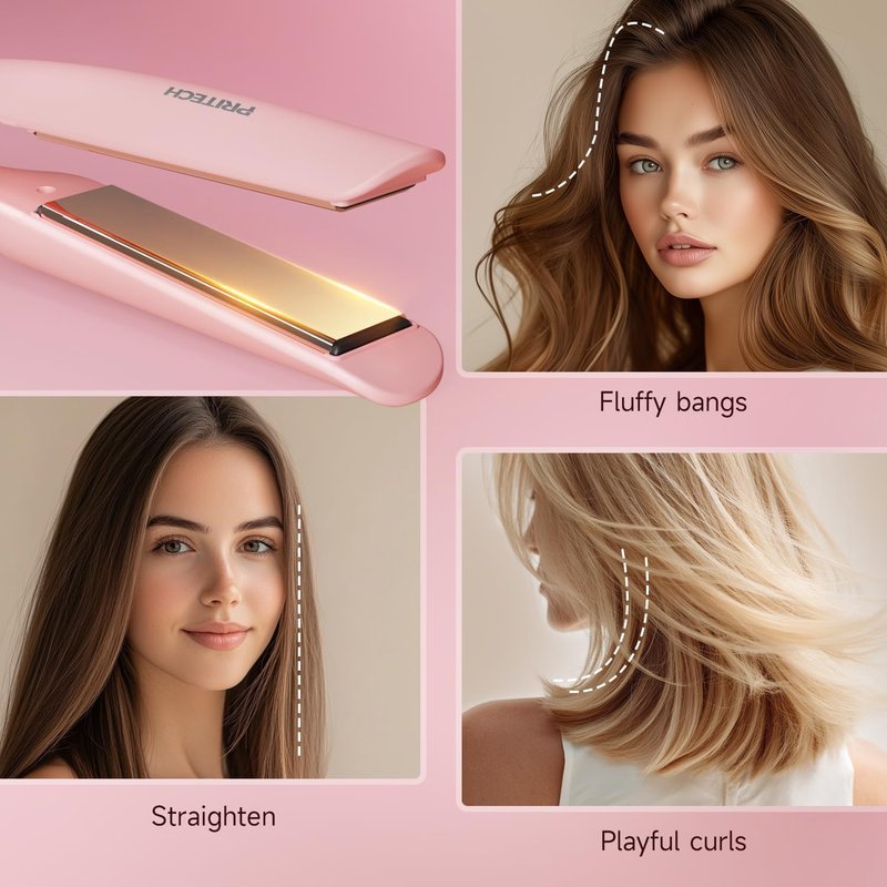 Flat Iron Hair Straightener - 1 Inch Titanium Fast Heating | 12 Temp Settings, Auto Shut Off, Dual Voltage for Silky Hair