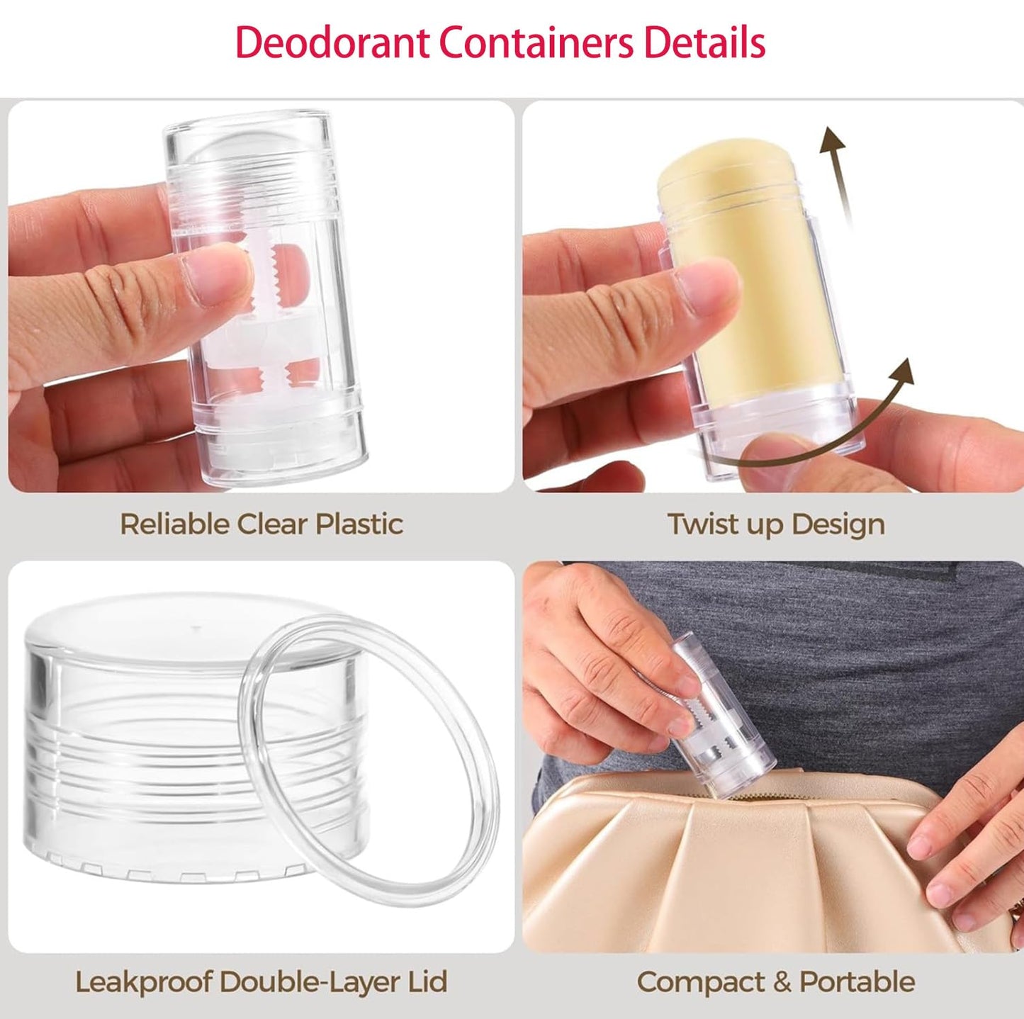 Minsily 10 Pack Empty Deodorant Container Twist up Filling Stick Plastic Deodorant Container Bottomfill Lip Balm Tube Refillable Deodorant Bottle for Homemade DIY Lipstick Crayon Chapstick(75ml,White)