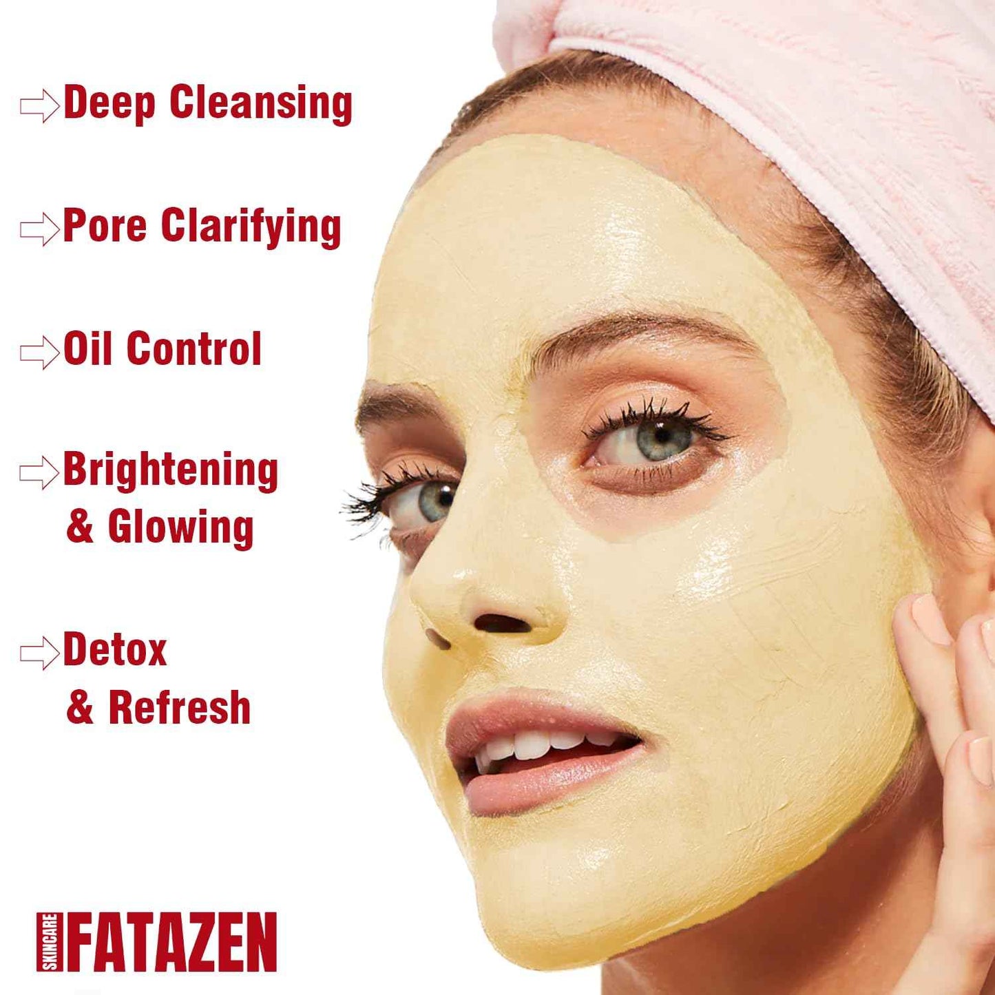 FATAZEN Turmeric Pore Clay Mask - Deep Cleansing Acnes Skincare Facial Mask, Oil Control & Instant Glow for Oily & Dull Skin, Blackhead Gentle Exfoliation with Aloe & Vitamin E, 120g/4.23oz