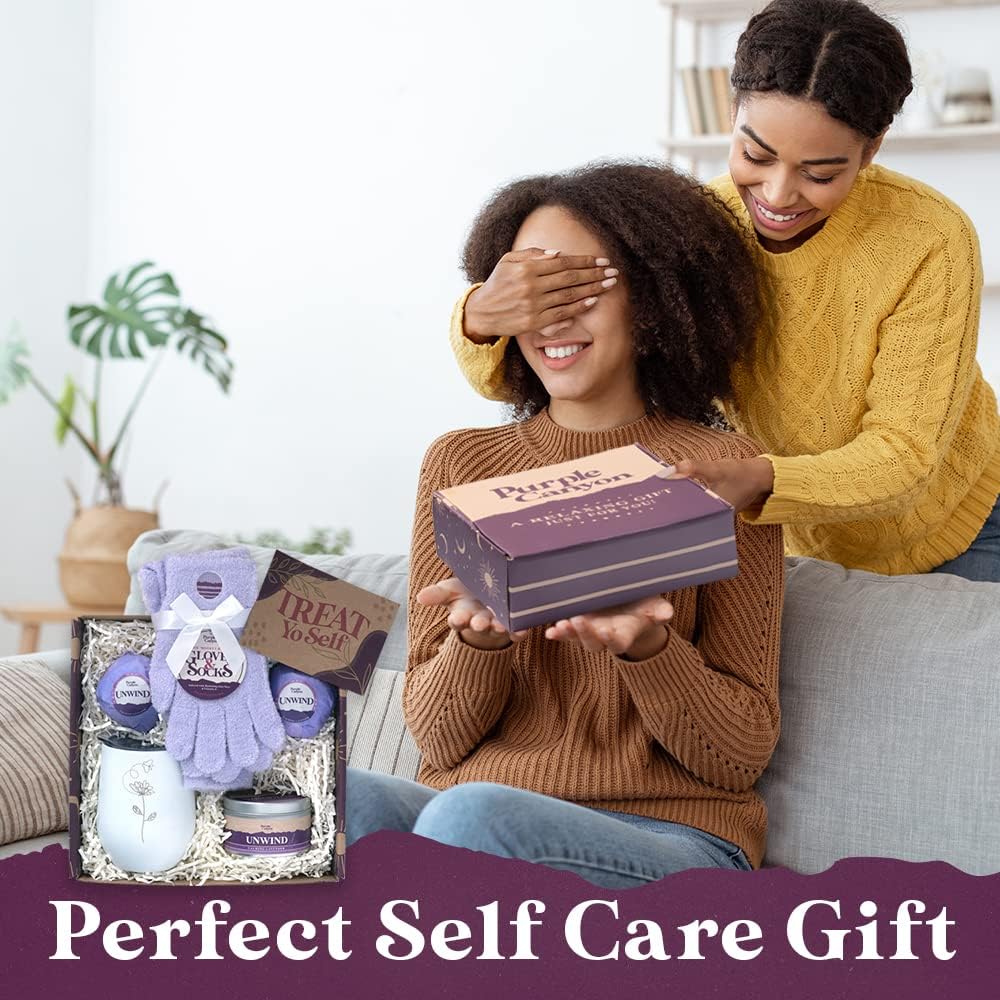 Purple Canyon Spa Gift Box - Relaxing Lavender Stress Relief Gift for Women | All-Natural Ingredients | 6-Piece Set