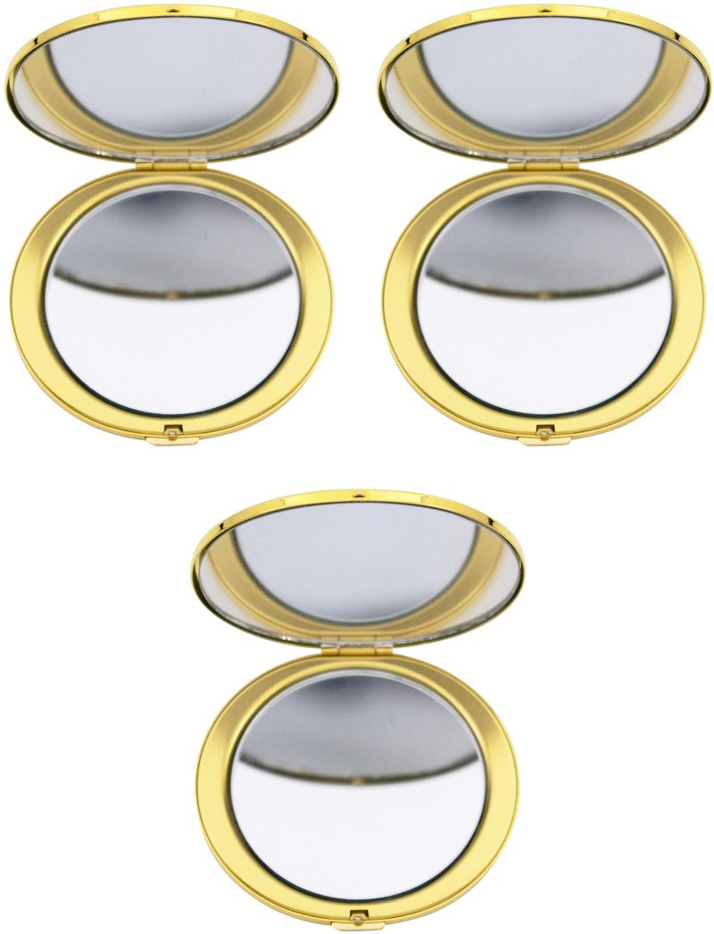 Stephanie Imports Set of 3 Double Sided Magnifying Compact Mirrors (Gold, Oval)