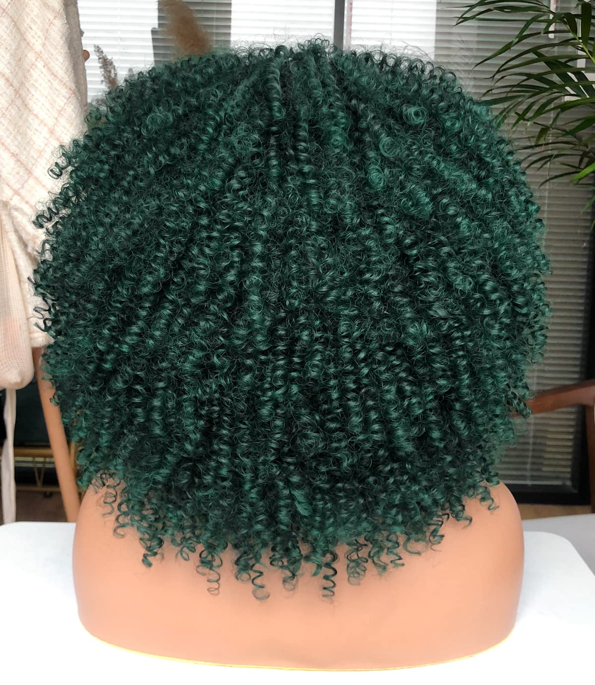 CURLCRAZY Curly Wig with Bangs for Black Women Short Kinky Curly Afro Wig