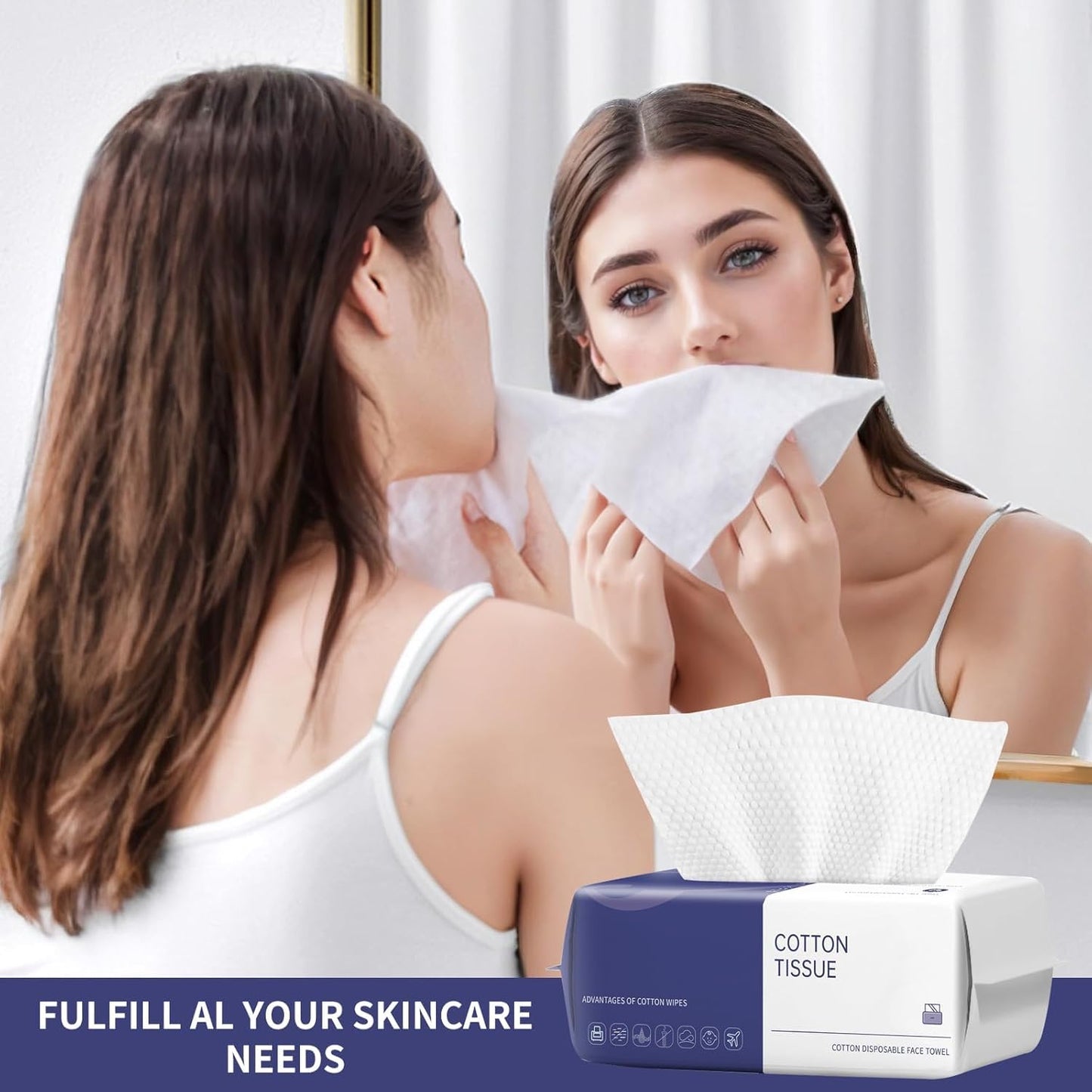 Disposable Face Towel, 600 Count Face Towels, for Washing Soft Cotton Dry Wipes Facial Cloths Towelettes for Washing and Drying, Facial Tissue for Cleansing, Skincare and Makeup Remover