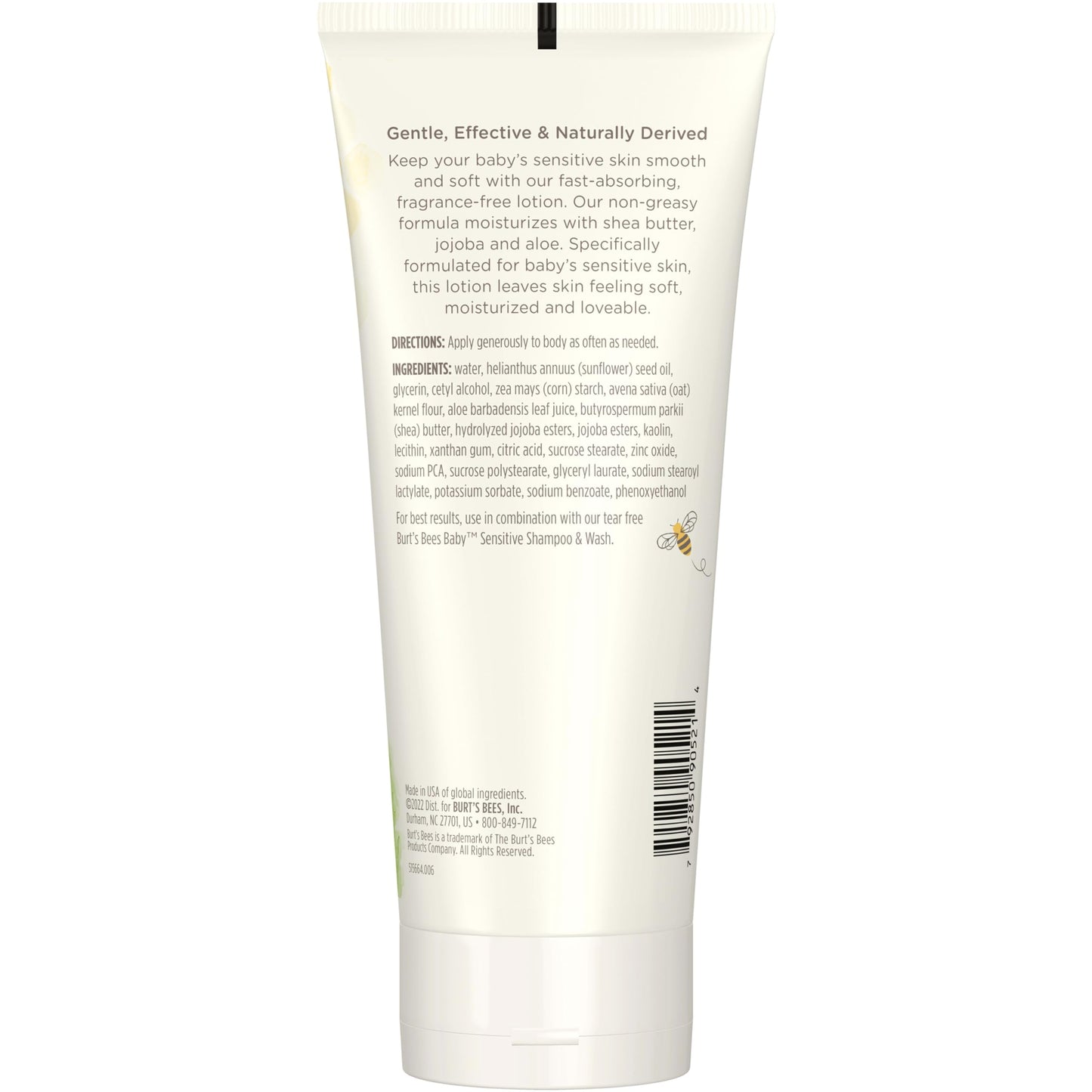 Burt's Bees Baby Ultra Gentle Lotion with Aloe for Sensitive Skin, Pediatrician Tested, 99.0% Natural Origin, 6 Ounces