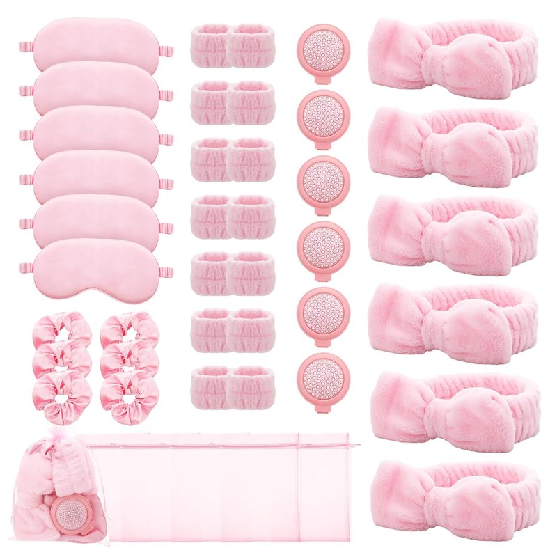 Spa Sleepover Party Supplies - 36 Pcs Set for Girls | Includes Headbands, Eye Masks, Scrunchies & More