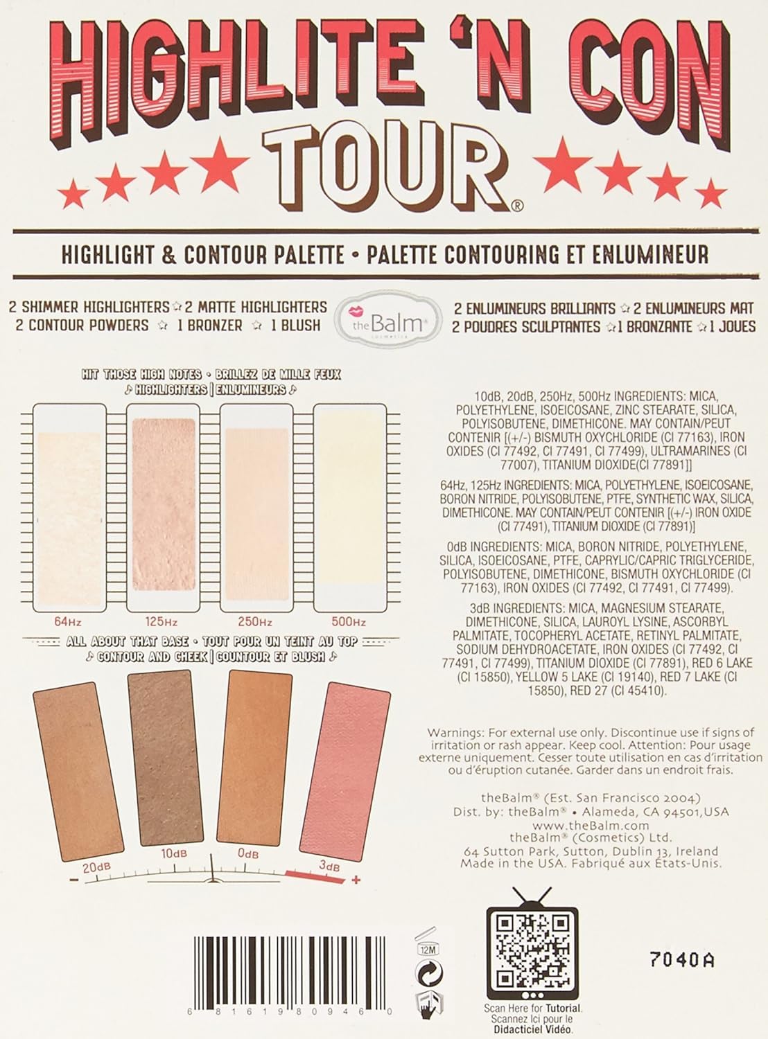 theBalm Highlighting & Contour Palette - Shimmer & Matte Highlighters, Blush, Bronzer | Multicolor, 0.8 oz