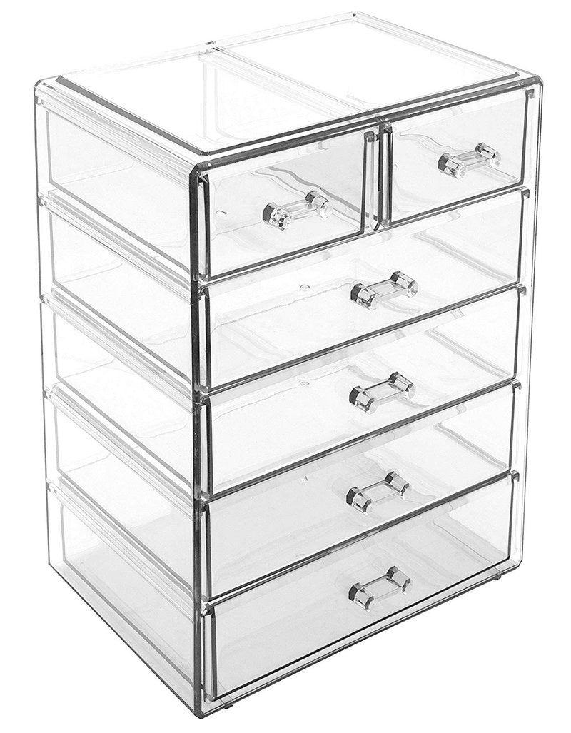 Sorbus Acrylic Makeup Organizer Set, 6-Drawer Vanity & Countertop Cosmetic Storage with Small & Wide Drawers, Clear Makeup Storage for Brushes, Lipsticks, Jewelry – Holiday Gift for Women & Teens